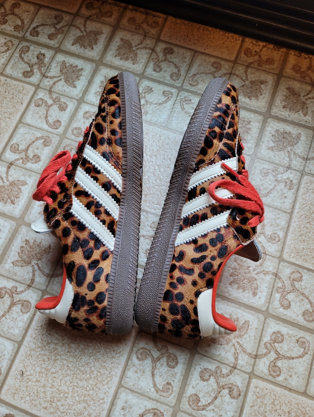 Adidas Samba OG Leather Trimmed Leopard Print Pony Hair Sneakers UK 4.5/US6 - Picture 7 of 11